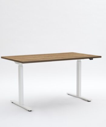 white frame with oak desktop